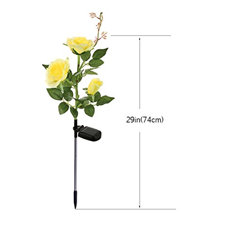 Rosas con luces solares LED para decoración de exteriores, Amarillo
