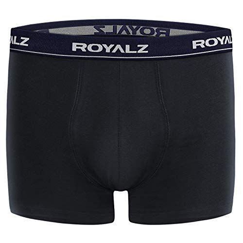ROYALZ bóxers para Hombre Multipack (Pack de 5) Ropa Interior Calzoncillos Underwear, Color:Negro/Pretina Azul Oscuro, Tamaño:XXL