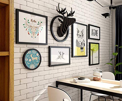 RR&LL Hang-Dressers Moderno nórdico Gran tamaño Pintura Decorativa Combinación Corredor Restaurante Colgante de Pared Madera Maciza Marco de Imagen Bar Peluquería Personalidad Mural (Color: Negro)