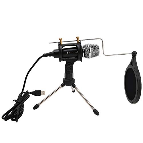 Ruiqas Micrófono de Condensador de Escritorio Micrófono de Juego de Grabación de Computadora Usb con Soporte Red Anti-Spray para Estudio de Sonido Conjunto de Micrófono de Condensador de
