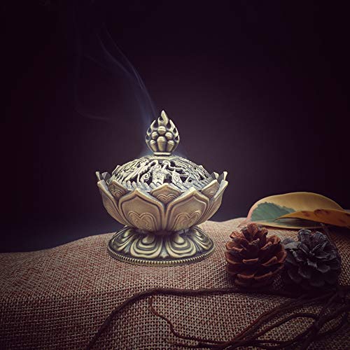 Ruiting Quemador de Incienso de Loto aeneous Mini Aroma Quemador de Incienso Buda casa decoración Flor de Loto incensario
