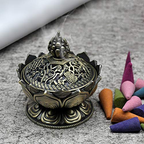 Ruiting Quemador de Incienso de Loto aeneous Mini Aroma Quemador de Incienso Buda casa decoración Flor de Loto incensario