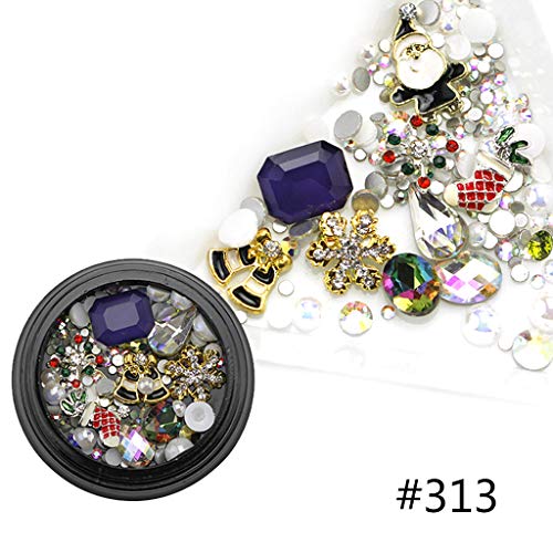 S-TROUBLE Navidad Faux Nails Lentejuelas Metal 3D Nail Art Navidad Decoración de Vacaciones de Halloween