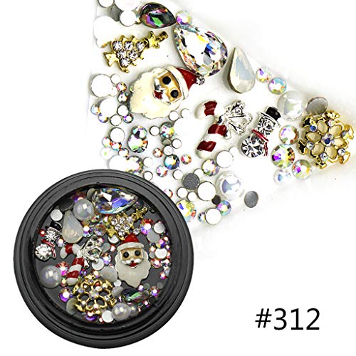 S-TROUBLE Navidad Faux Nails Lentejuelas Metal 3D Nail Art Navidad Decoración de Vacaciones de Halloween