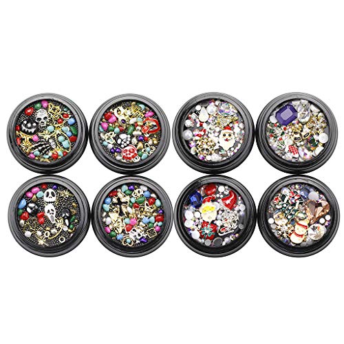 S-TROUBLE Navidad Faux Nails Lentejuelas Metal 3D Nail Art Navidad Decoración de Vacaciones de Halloween