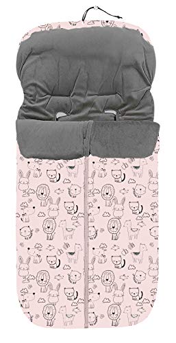 Saco POLAR de Invierno de Silla de Paseo Rosa Animales (Universal-Bugaboo-Mclaren)
