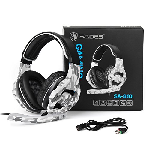 [SADES Xbox One Gaming Headset de Juego PS4], SA810 Gaming Auriculares de Juego de Auriculares para Xbox One Nuevo / PS4 / PC/Laptop/Mac/iPad/iPod (Negro y Camuflaje)