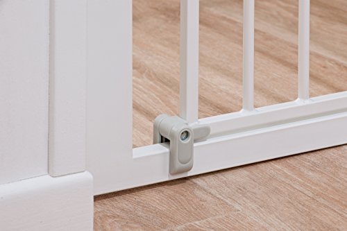 Safety 1st Auto Close Barrera seguridad niños, Barrera escalera bebé y perros, cierre automatico ultra seguro, 80 cm hasta 136 cm con extensiones, color blanco