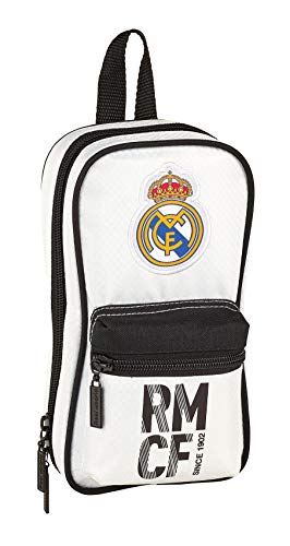 Safta Real Madrid-Plumier Mochila, 23 cm, Blanca/Negra