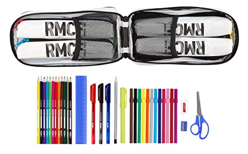 Safta Real Madrid-Plumier Mochila, 23 cm, Blanca/Negra