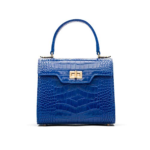 SageBrown Cobalt Croc Mini Morgan Bag