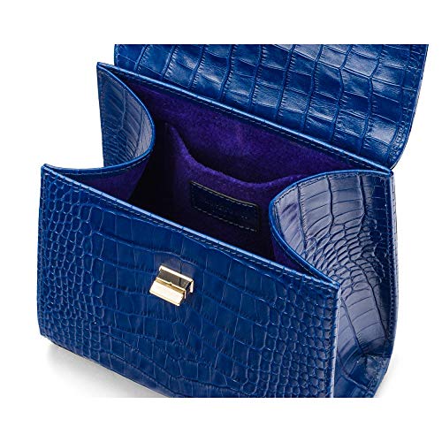 SageBrown Cobalt Croc Mini Morgan Bag