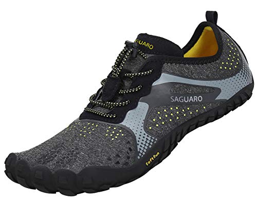 SAGUARO Hombre Mujer Barefoot Zapatillas de Trail Running Minimalistas Zapatillas de Deporte Fitness Gimnasio Caminar Zapatos Descalzos para Correr en Montaña Asfalto Escarpines de Agua, Negro, 39 EU
