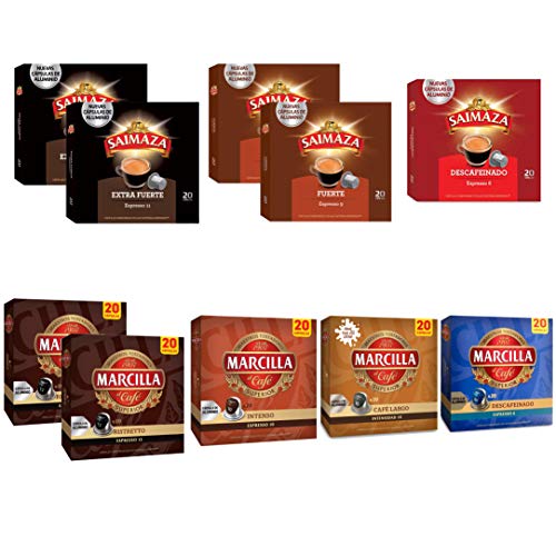 Saimaza & Marcilla Mundo español del café Surtido de Café Cápsulas - Cápsulas de café de aluminio compatibles con máquinas Nespresso® - 10 Paquetes (200 porciones)