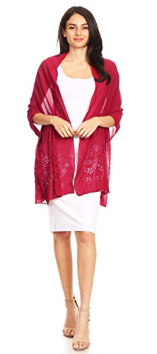 Sakkas 18224 - Naomi mujer suave pura adornado de gasa nupcial de la boda bufanda del mantón del abrigo - LaserCut-burg - 7029