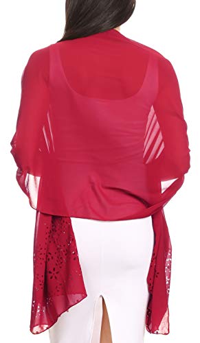 Sakkas 18224 - Naomi mujer suave pura adornado de gasa nupcial de la boda bufanda del mantón del abrigo - LaserCut-burg - 7029