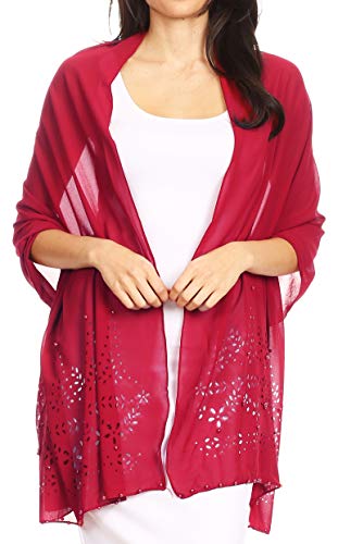 Sakkas 18224 - Naomi mujer suave pura adornado de gasa nupcial de la boda bufanda del mantón del abrigo - LaserCut-burg - 7029