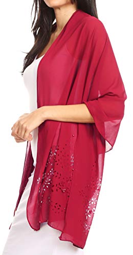 Sakkas 18224 - Naomi mujer suave pura adornado de gasa nupcial de la boda bufanda del mantón del abrigo - LaserCut-burg - 7029