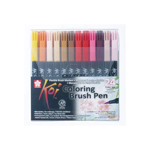 Sakura KOI Coloring Brush Set 24 - Pack de 24 rotuladores, Punta Pincel