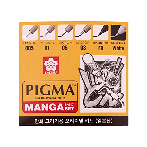 Sakura Pm0606 Pigma Manga Basic Set (005, 01, 05, 08, Fb, White)