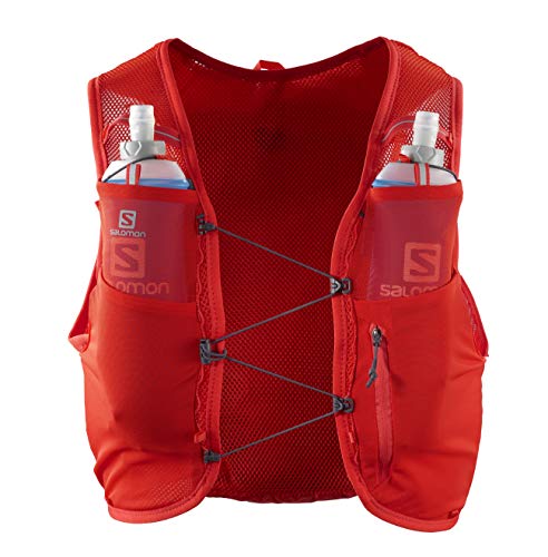 SALOMON ADV Hydra Vest 4 Chaleco de hidratación 4L, 2 Botellas SoftFlask 500 ml Incluidas, Unisex-Adult, Rojo, L