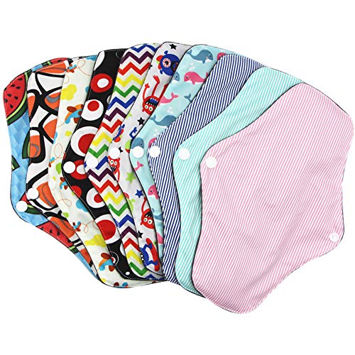 Salvaslips lavables de fibra de bambú, reutilizables lavable, cojín menstrual de tela, suave algodón de bambú, cojín de toalla menstrual para mujeres