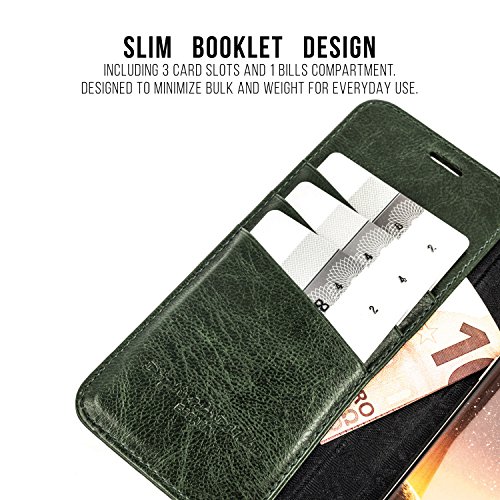 Samsung Galaxy S7 Edge Funda, QIOTTI España Cartera con [ RFID NFC Protección Block ] [ Standfunction Películas ] [ 3 Ranuras para Tarjetas ] [ Cierre Magnético ] [ Eco-Faux Cuero ] (Verde)