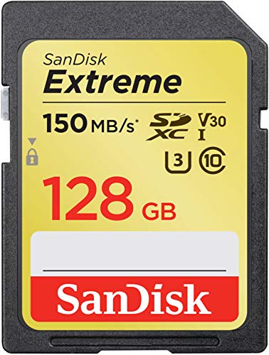 SanDisk Extreme 128GB SDXC Memory Card up to 150MB/s, Class 10, U3, V30