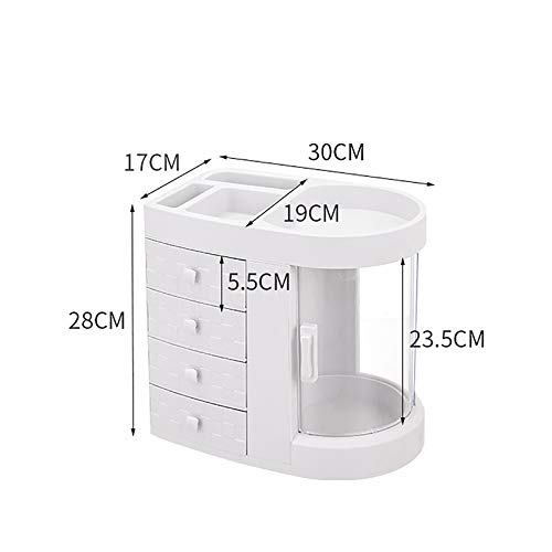 Sanjin Organizador De Maquillaje, Grados De Rotación Claro Cosméticos Joyería Perfume Capa De Almacenamiento Aderezo De Gran Capacidad,Blanco