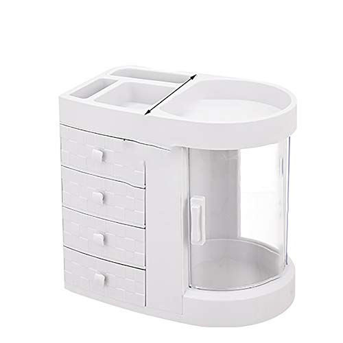 Sanjin Organizador De Maquillaje, Grados De Rotación Claro Cosméticos Joyería Perfume Capa De Almacenamiento Aderezo De Gran Capacidad,Blanco