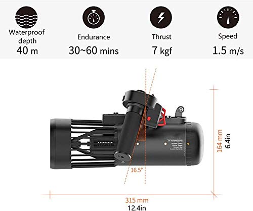 SANON Bajo el Agua Scooter Submarino de hélice, fácil de Transportar, Vespa Piscina de Buceo de Dos hélices Velocidad, Resistencia 30-60mins, Equipo de Deporte. WTZ012 (Color : 1 PC)