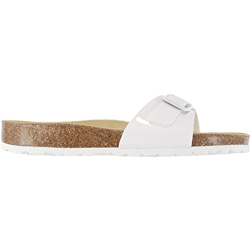 sanosan Malaga Mujer Mule Sandalias lacque patentada), color blanco, color Negro, talla 38 EU