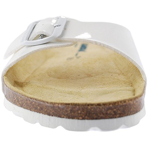 sanosan Malaga Mujer Mule Sandalias lacque patentada), color blanco, color Negro, talla 38 EU