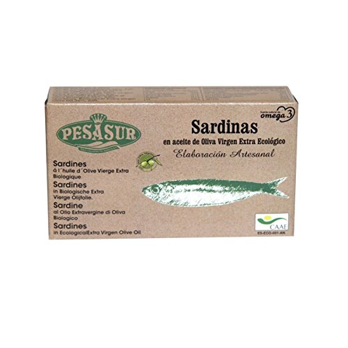 Sardinas PESASUR en Aceite de Oliva Virgen Extra Ecológico Lata [Pack 3 ud x 120 g]