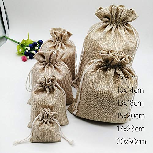 SASDA Bolsa de Regalo Bolsa pequeña pequeño Regalo 200pcs de Regalo del cordón de Yute Bolsa Bolsas de Deslizamiento Bolsas de Regalo de Boda del Bolso de la joyería DIY Embalaje,17x23cm,0.05lo.