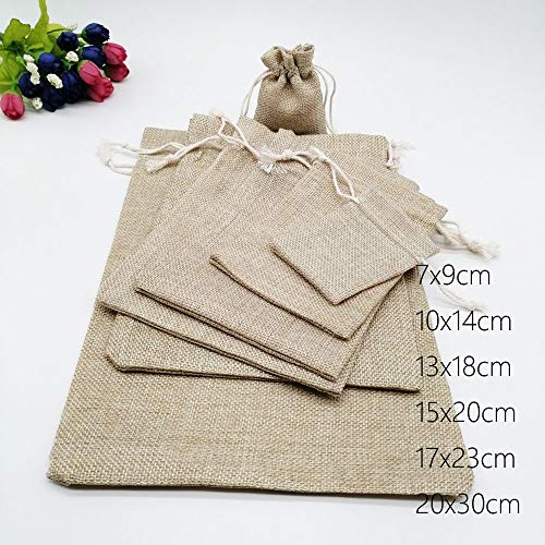 SASDA Bolsa de Regalo Bolsa pequeña pequeño Regalo 200pcs de Regalo del cordón de Yute Bolsa Bolsas de Deslizamiento Bolsas de Regalo de Boda del Bolso de la joyería DIY Embalaje,17x23cm,0.05lo.
