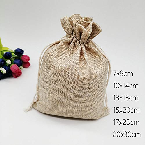 SASDA Bolsa de Regalo Bolsa pequeña pequeño Regalo 200pcs de Regalo del cordón de Yute Bolsa Bolsas de Deslizamiento Bolsas de Regalo de Boda del Bolso de la joyería DIY Embalaje,17x23cm,0.05lo.