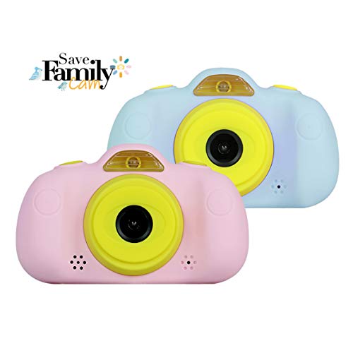 SaveFamilyCam. Cámara de Fotos para Niños. Cámara de vídeo para niños. Cámara Digital SaveFamily Infantil. Gratis Tarjeta SD. Marca española. Incluye Modo Selfie, Stickers, Juegos y MP3. (Azul)