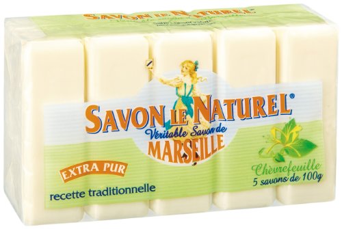 Savon Le Naturel - Vértiable Savon de Marseille Extra Pur au Chèvrefeuille x5-100 g