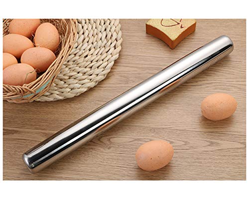 SCSpecial Rodillo de amasar de acero inoxidable, 15.7 pulgadas, rodillo francés profesional para hornear, utensilio de cocina para preparar masa para masa de tarta, pastelería, pizza