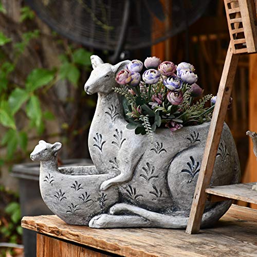 SDBRKYH Maceta de Escultura de jardín, Maceta de Flores de Canguro Maceta de Plantas suculentas Creativas Decoraciones de jardín