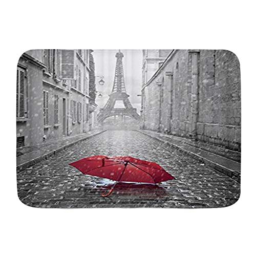 SDBU Alfombrillas para baño, Torre Eiffel Desde el patrón de la Calle de París,con Respaldo Antideslizante,29.5"X17.5"