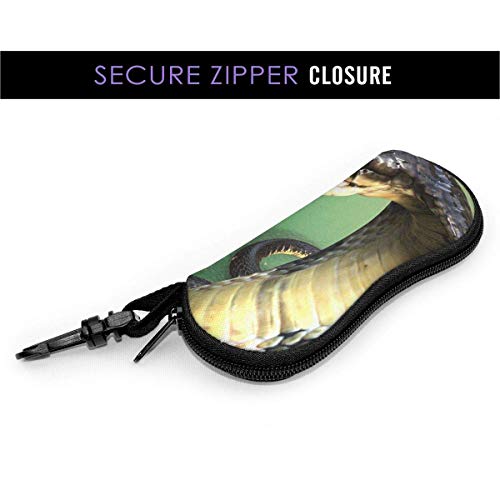 SDFGJ Estuche para gafas de sol con mosquetón, estuche blando para lentes portátiles 3d King Cobra La serpiente venenosa más larga del mundo