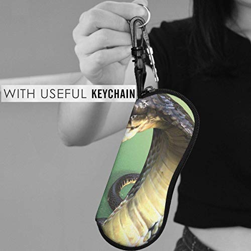 SDFGJ Estuche para gafas de sol con mosquetón, estuche blando para lentes portátiles 3d King Cobra La serpiente venenosa más larga del mundo