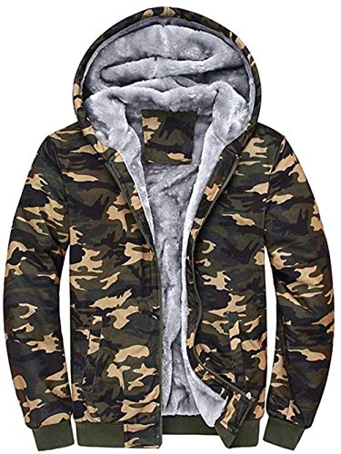 SDKJH Men's Warm Jackets Winter Zip Up Fleece Hoodies Sweatshirt Wool Thick Coats Outdoor Workout Outwear,Multicolor,XX-Large