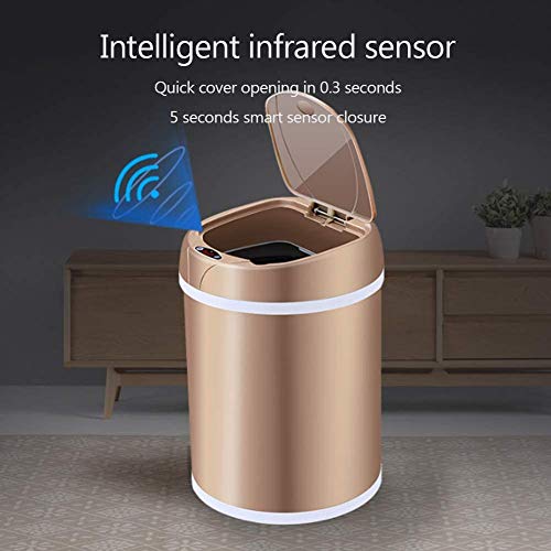 SEAAQ Acero Inoxidable Cubo De Basura, La Basura 9L Inteligente Sin Contacto Silencioso Huella Digital Anti Can para La Cocina Ministerio del Interior