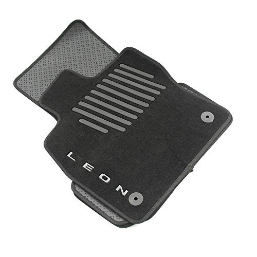 Seat 5F0061675D041 Trail Textil - Juego de 4 Alfombrillas de Terciopelo Negro con el Texto León