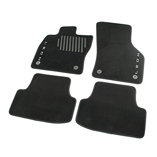 Seat 5F0061675D041 Trail Textil - Juego de 4 Alfombrillas de Terciopelo Negro con el Texto León