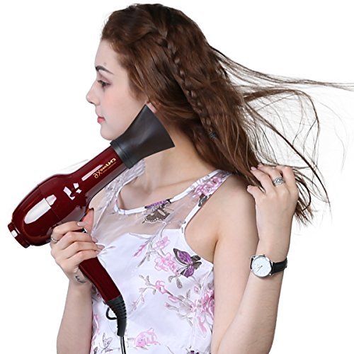 Secador de Pelo Profesional Secador Profesional con Función Iónico Cerámica, Motor AC de 2300W, 2 Boquillas Concentradoras y Difusor, 2 Velocidades y 3 Temperaturas, Color Rojo.