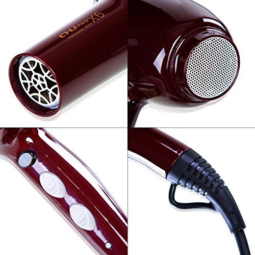 Secador de Pelo Profesional Secador Profesional con Función Iónico Cerámica, Motor AC de 2300W, 2 Boquillas Concentradoras y Difusor, 2 Velocidades y 3 Temperaturas, Color Rojo.